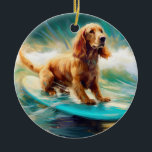 Décoration En Céramique Cocker Spaniel Beach Surf Peinture<br><div class="desc">Plongez dans le monde ludique de l'aventure canine avec cette peinture captivante. Un chien en ébullition se rend aux vagues, chevauchant habilement le surf sur une plage baisée par le soleil. L'oeuvre d'art vibrante capte magnifiquement l'essence de l'excitation au bord de la plage tandis que le chien court sans crainte...</div>