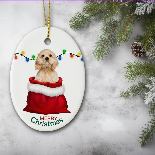 Décoration En Céramique Cocker Spaniel Chien dans sac cadeau Noël (Créateur téléchargé)
