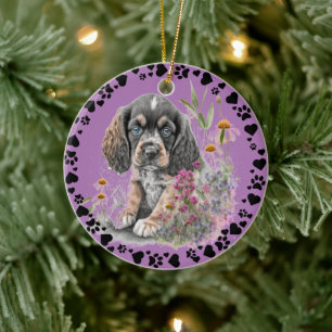 Décoration En Céramique Cocker Spaniel Chien Paw Hearts Pet Photo Pet Lava