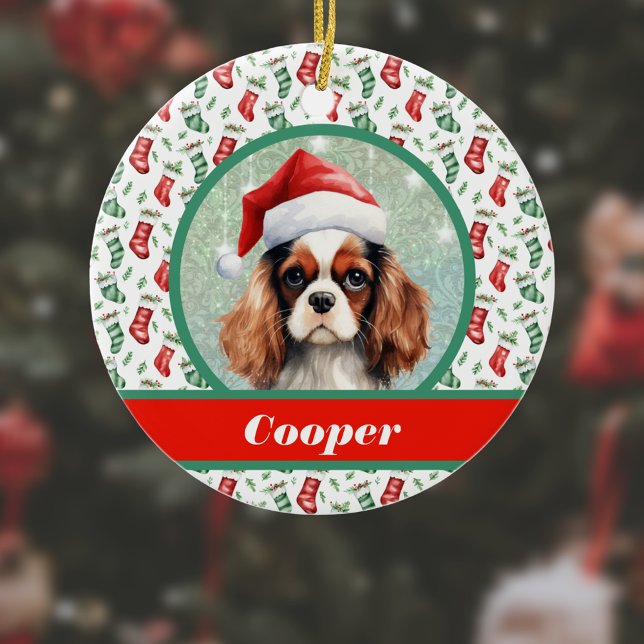 Décoration En Céramique Cocker Spaniel Christmas Stockings et nom du chien (Créateur téléchargé)