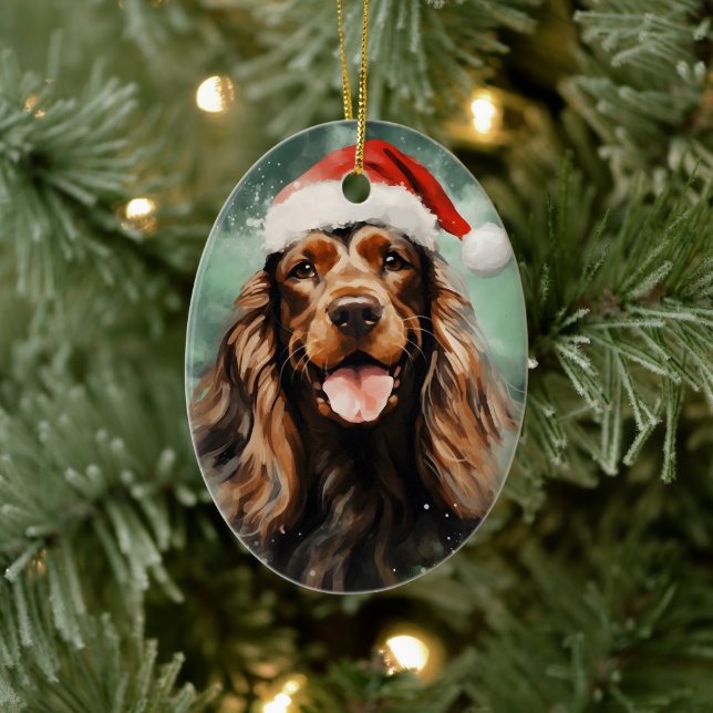 Décoration En Céramique Cocker Spaniel peinture à la brosse de Noël (Arbre)