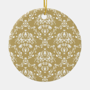 Décoration En Céramique Cocoa and Cream Damask