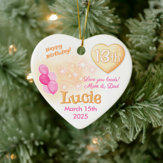 Décoration En Céramique Coeur adolescent 13e anniversaire fille fille rose