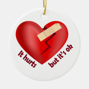 Décoration En Céramique Coeur brisé guéri avec patch et citation de vie