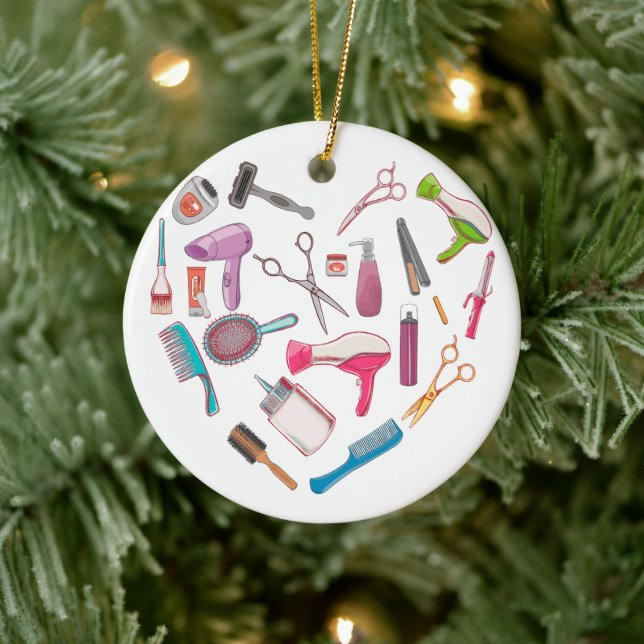 Décoration En Céramique Coeur de coiffeur Outil coiffeur (Arbre)