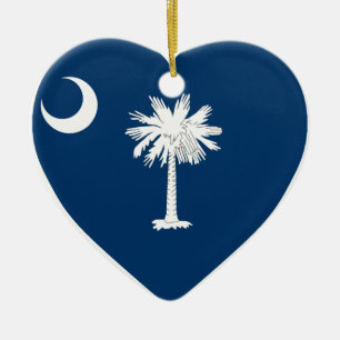 Décoration En Céramique Coeur de drapeau de la Caroline du Sud
