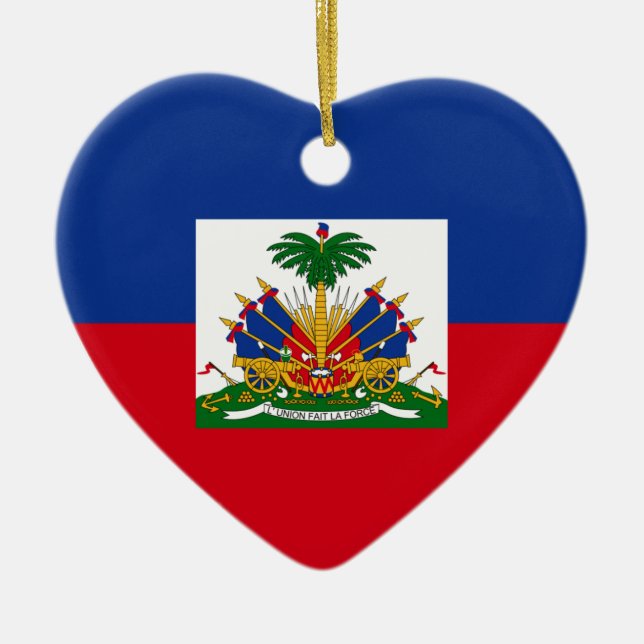 Décoration En Céramique Coeur de drapeau du Haïti (Devant)