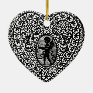 DÉCORATION EN CÉRAMIQUE COEUR DE LAME CUPID