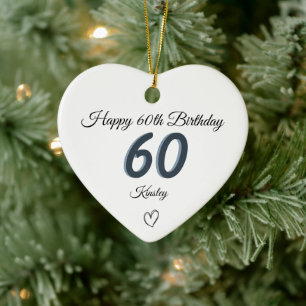 Décoration En Céramique Cœur de monogramme d'ombre bleue pour 60e annivers