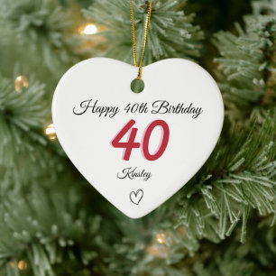 Décoration En Céramique Cœur de monogramme d'ombre rouge pour 40e annivers