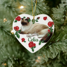Cœur de Noël Chat Personnalisé Avant et Arrière