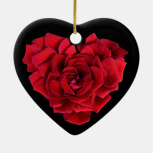 Décoration En Céramique Cœur de Rose Rouge