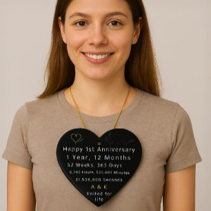 Décoration En Céramique Coeur du 1er anniversaire