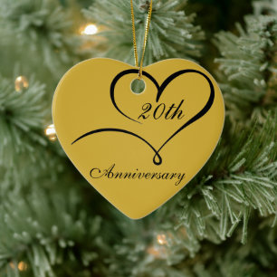 Décoration En Céramique Cœur en céramique doré M Cadeau romantique d'anniv