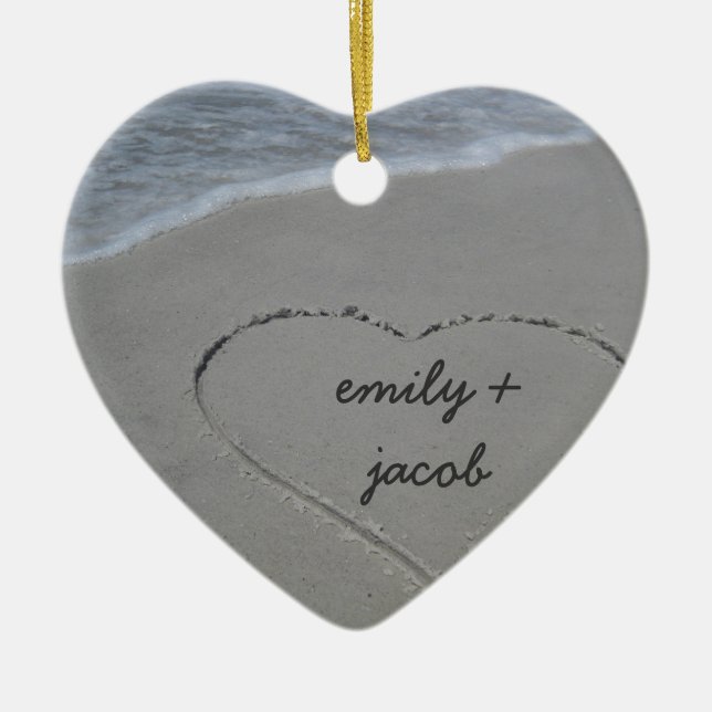 Décoration En Céramique Coeur fait sur commande de sable notre premier (Devant)
