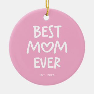 Décoration En Céramique Cœur Fantaisiste Rose et Blanc Meilleure Maman de