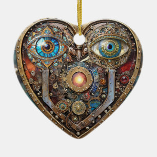 Décoration En Céramique Cœur Fantaisiste Steampunk Je Te Vois Je T'Aime