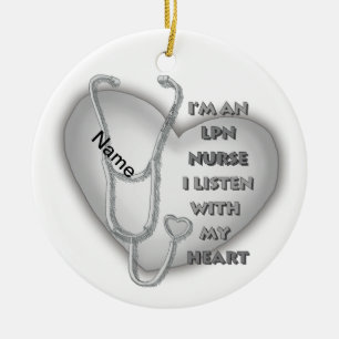 Décoration En Céramique Cœur Gris Infirmière LPN