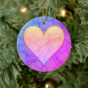 Décoration En Céramique Coeur marbré arc-en-ciel