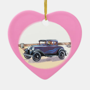Décoration En Céramique coeur rose romantique d'automobile vintage des