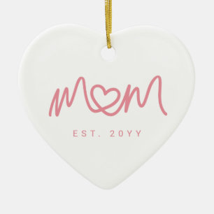 Décoration En Céramique Cœur Simple Écriture Rose Mignon Nouvelle Maman Ét