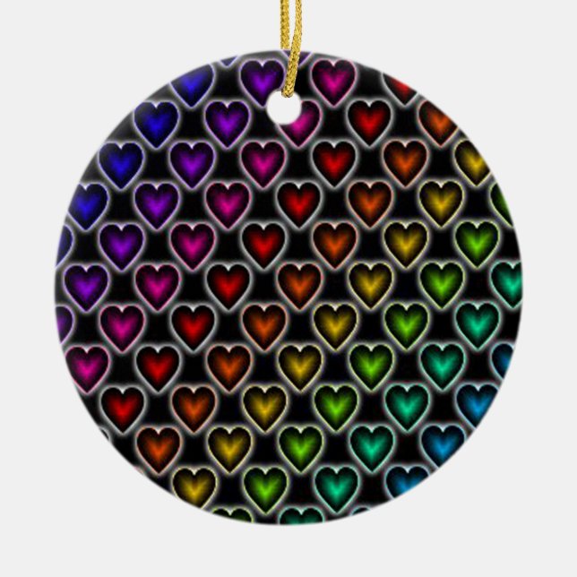 Décoration En Céramique Coeurs arc-en-ciel (Devant)
