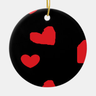 Décoration En Céramique Coeurs d'amour rouge sur noir