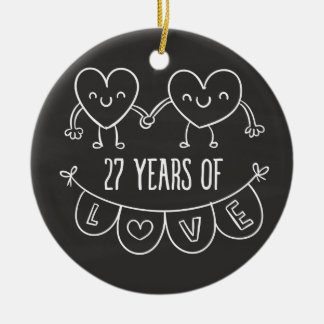 Décoration En Céramique Coeurs de calèche-cadeaux du 27e anniversaire