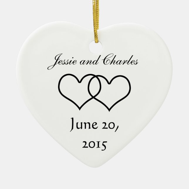 Décoration En Céramique Coeurs enclenchés - noirs et blancs (Devant)