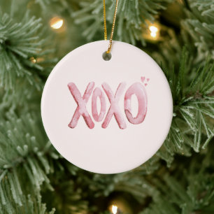 Décoration En Céramique Cœurs roses XOXO d'amour de Noël