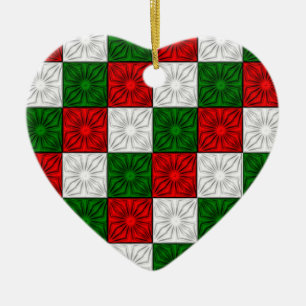 Décoration En Céramique Coins Agréés - Rouge-Blanc-Vert-Hrt ORNAMENT