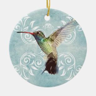 Décoration En Céramique Colibri à l'Arrière - plan fleuri