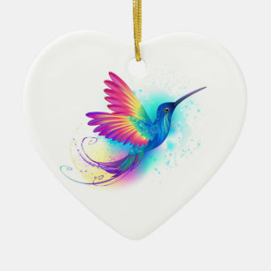 Décoration En Céramique Colibri arc-en-ciel exotique