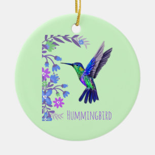 Décoration En Céramique Colibri Design Fleurs Botaniques Amateurs d'oiseau