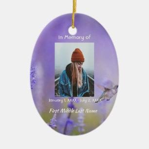 Décoration En Céramique Colibri Fleurs de Lavande Mémorial Chrétien