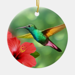 Décoration En Céramique Colibri mignon avec fleurs