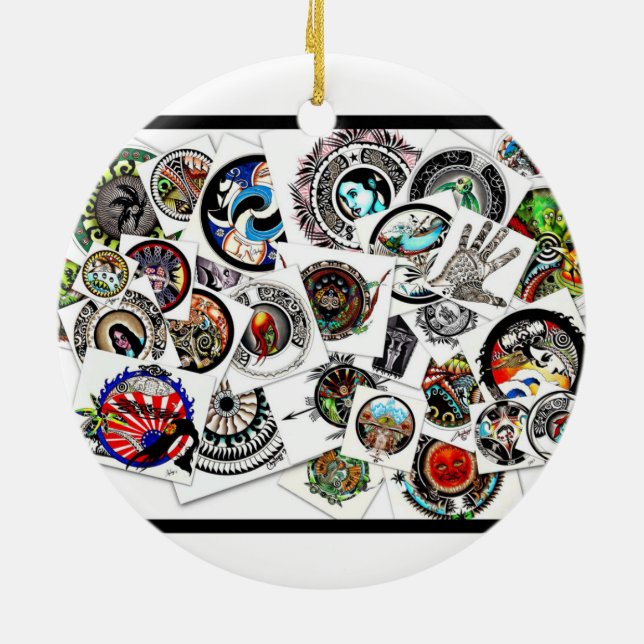 Décoration En Céramique Collage des dessins (Dos)