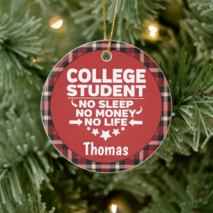 Décoration En Céramique College Student No Sommeil Argent Vie Rouge Plaid