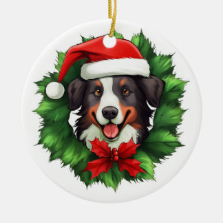 Décoration En Céramique Collie Christmas Wreath