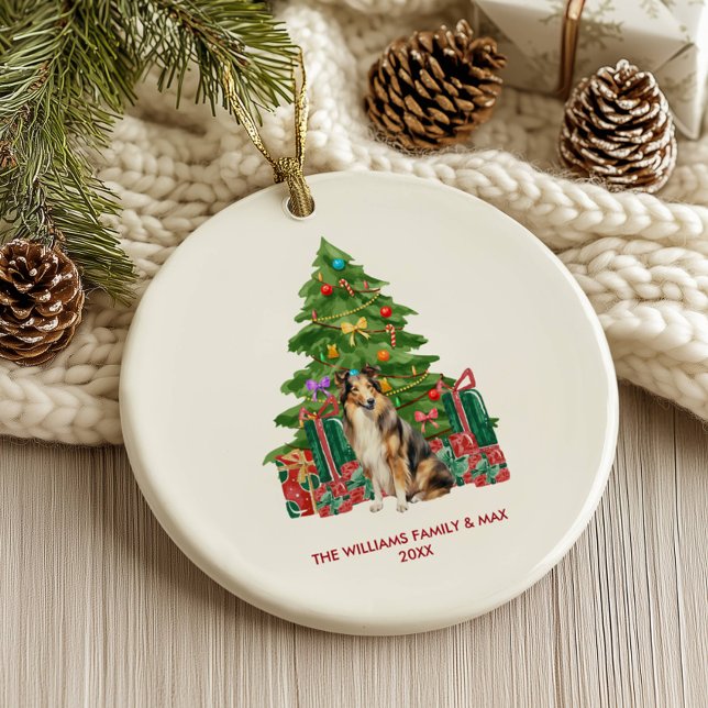 Décoration En Céramique Collie Dog Noël personnalisé (Créateur téléchargé)