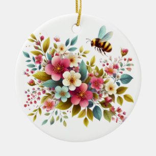 Décoration En Céramique Coloré, Abeille printanière/florale