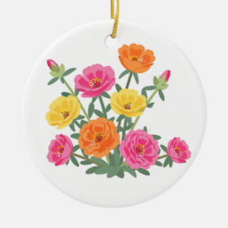 Décoration En Céramique Colorful Abstract Moss Rose Flower Botanical Art