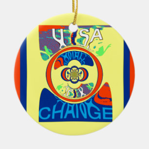 Décoration En Céramique Colorful USA Change : A Festive Design Art Print