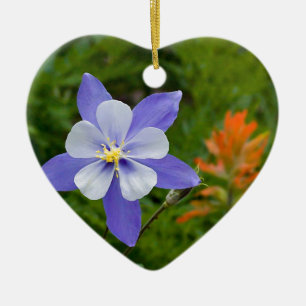 Décoration En Céramique Columbine bleu