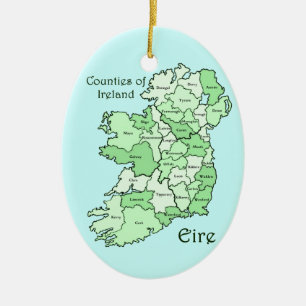 Décoration En Céramique Comtés de carte de l'Irlande