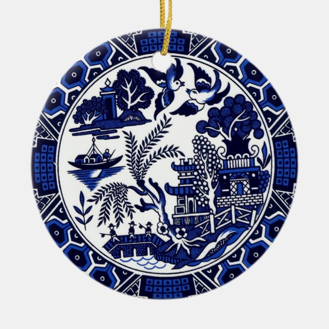 Décoration En Céramique Conception bleue classique de la Chine de saule (Devant)