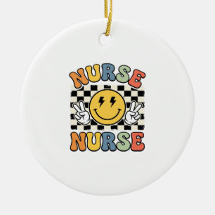 Décoration En Céramique Conception de chemise à carreaux Smiley d'infirmiè