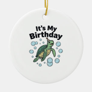 Décoration En Céramique Conception de chemise d'anniversaire de tortue mar