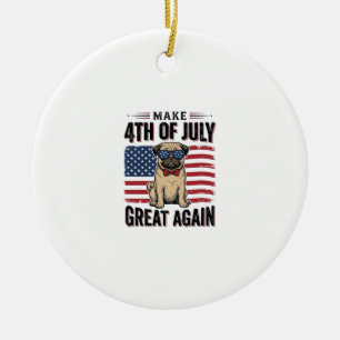 Décoration En Céramique Conception de chemise vintage patriotique Pug 4 ju