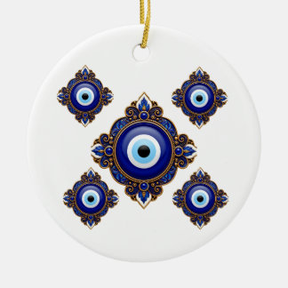 Décoration En Céramique Conception de sublimation d'œil mauvais bleu orné